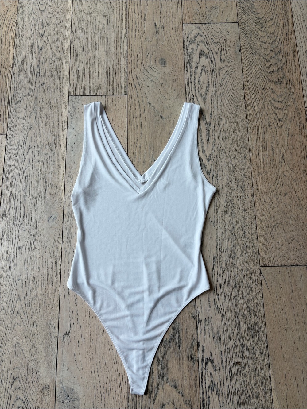 Leith White V-Neck One-Piece Bodysuit